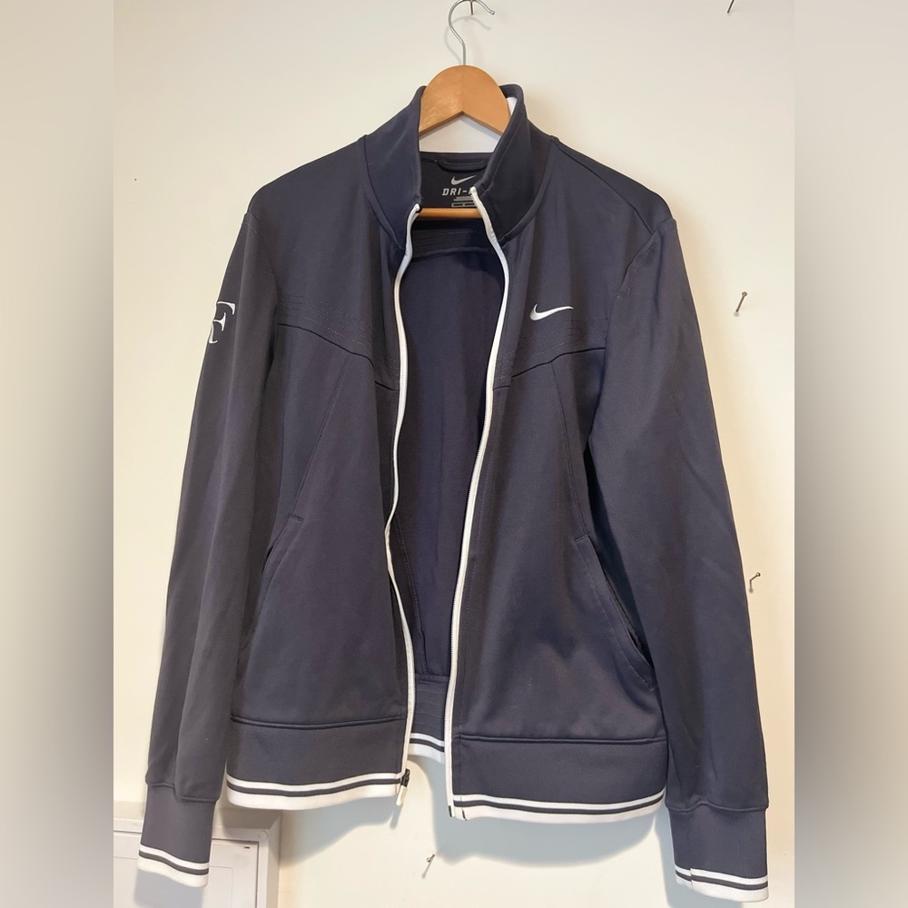Roger Federer Nike Dry Fit Blue Tennis Jacket Size M Full Zip